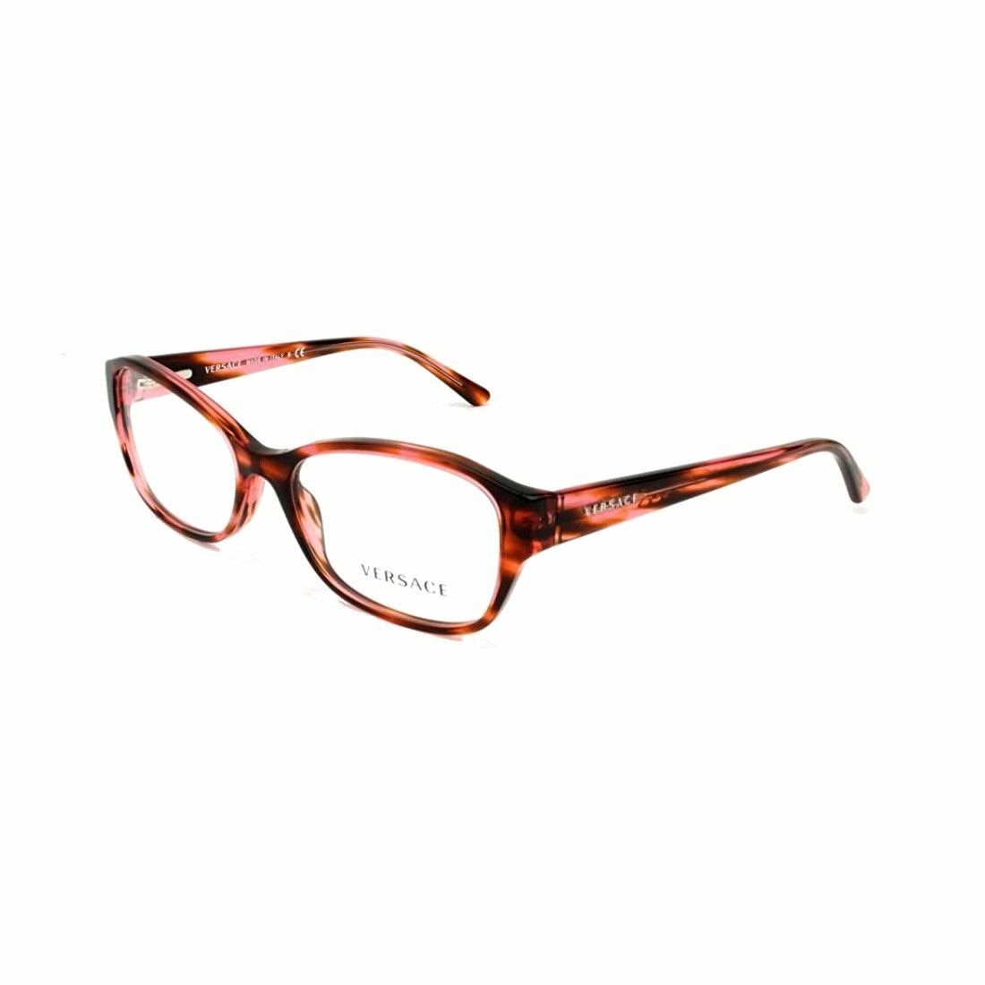 Versace VE3176-5041 Striped Pink Rectangular Women's Plastic Eyeglasses showcasing a stylish full-rim design.